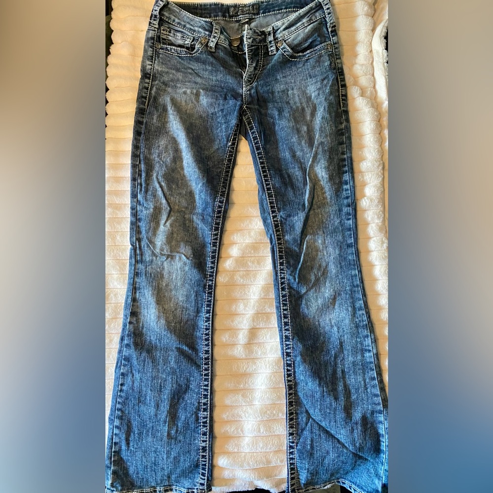 Silver Aiko Bootcut Acid Wash Jeans